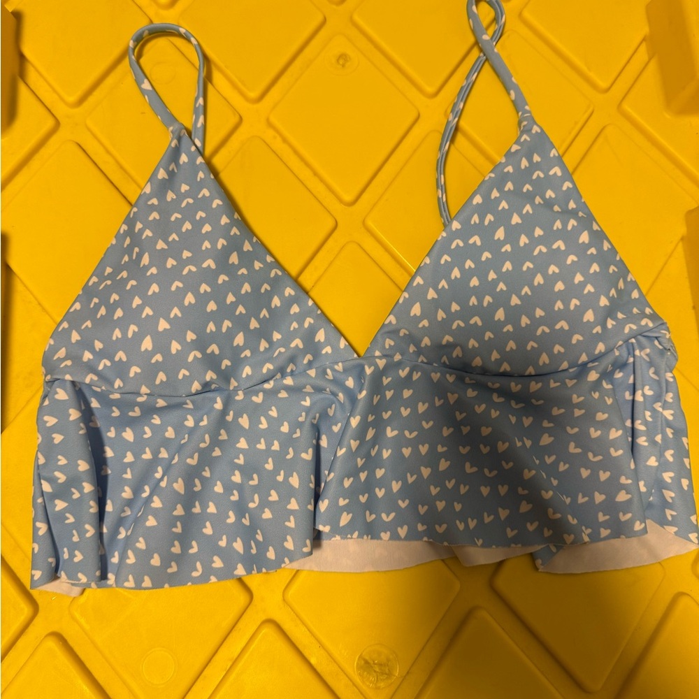 Blue Heart Patterned bikini Top